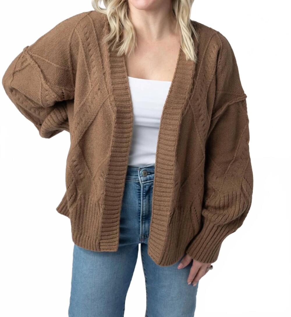 NEW MICHELLE MAE willow open-front beauty drapes cardigan in mocha